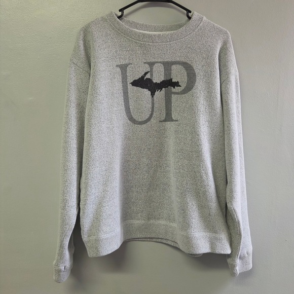 Avalon Apparel Tops - UP Upper Peninsula Sweatshirt Womens Large Gray Avalon Apparel Michigan Graphic